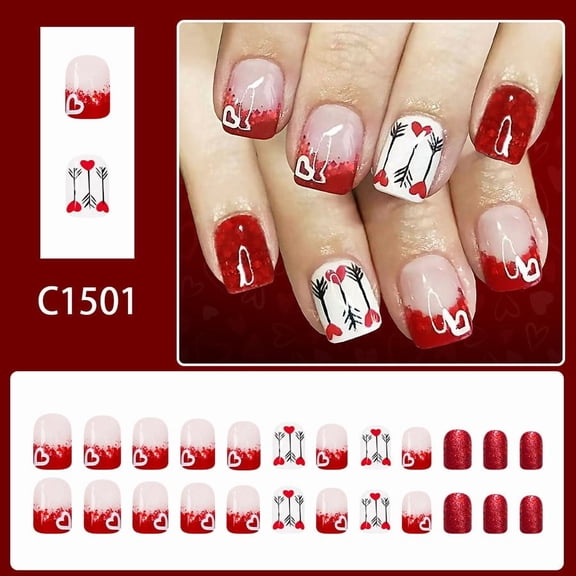 FSTDelivery 24 Pcs Christmas Press on Nails Short Square Fake Nails Matte Glue on Nails Snowflake Acrylic Nails Squoval Winter Artificial Nails Bling Glitter False Nails Design, Gift for Women