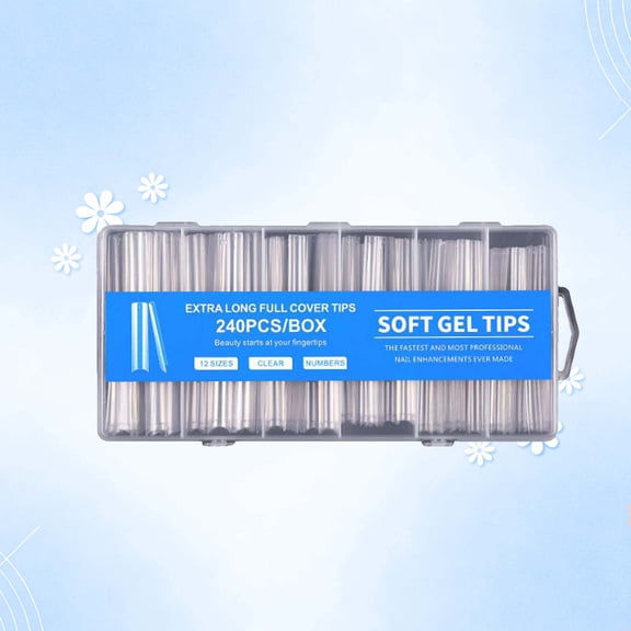 FSTDelivery 240Pcs Clear Long Fake Nail for Women Girls,12 Sizes Thicken Soft Long Stiletto/Oval/Square Gel Nail,Acrylic Glue On Nails,Pre-Shape Press On Nails for Extensions DIY Salon Holiday Daily