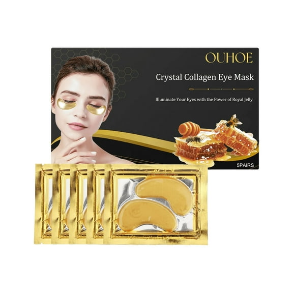 FSTDelivery 24k Gold Under Eye Patches (5 Pairs), Eye Mask, Collagen Eye Care for Wrinkles, Eye Patches for Puffy Eyes Dark Circles and Puffiness, Gel Pads 5 Pairs, Christmas Gifts for Women