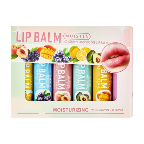 FSTDelivery 6Pcs Lip Balm Set Fruit-flavored Lip Balm Deeping Moisturizing Repair Dry Rupture Long-term Hydrating & Protecting, Restores Tendernes, Christmas Gifts for Women