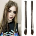 thumbnail image 1 of FSTDelivery Braids Hair Extensions 3Pcs Braids in one Clip in Hair Extensions Front Side Bang Hair Ponytail 22Inch Synthetic Hairpieces for Women Girls, 1 Pair, 1 of 2