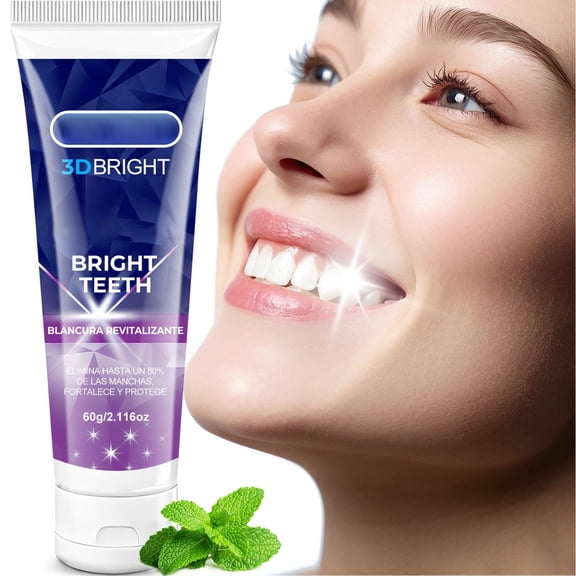 FSTDelivery Bright Teeth Care Whitening Toothpaste, Enhances Teeth Brightness Gentle Daily Dental Care Long-Lasting Fresh Breath Supports Oral Health for Home & Travel Daily Use, 60g
