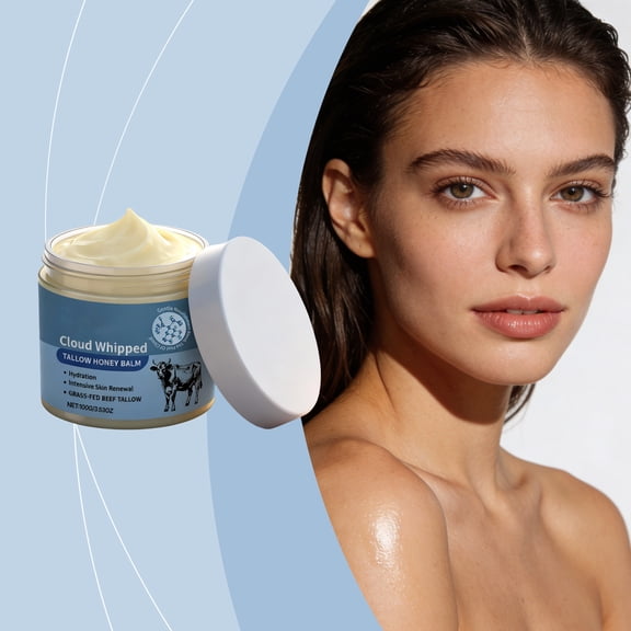 FSTDelivery Cloud Whipped Tallow Balm, Grass-Fed Beef Tallow Infused Deep Nourishment Long-Lasting Hydration Reduces Dryness Gentle for Face & Body All Skin Types Daily Use, 100g