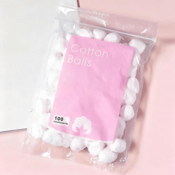 FSTDelivery Cotton Balls, 100% Pure Cotton, Soft, Super Absorbent, Multipurpose for Makeup Removal, Nail Polish, Face Cleansing, Craft Projects, 100 Count, Clearance