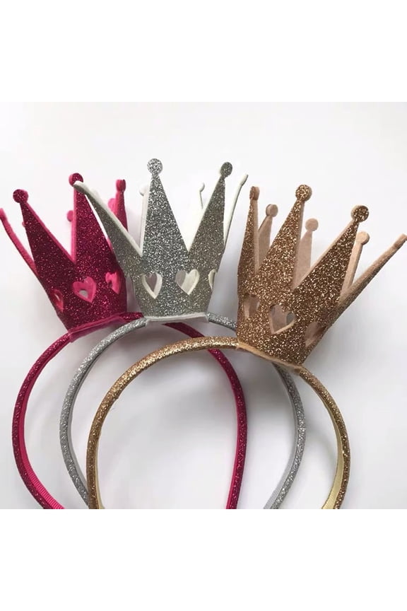 Crowns Glitter Fabric Party Ball Princess Headband with Shiny Sequins, Sparkly Tiaras Headwear for Girls Women, Birthday Party Accessories, Festive Costume Hairband