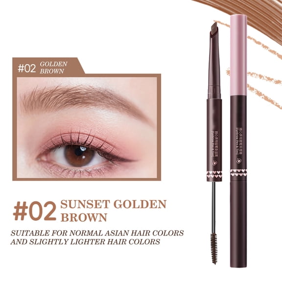 FSTDelivery Double-Headed Eyebrow Pencil and Tint, Waterproof Long-Lasting Eyebrow Makeup with 0.05mm Fine Tip and Spoolie, Smudge-Resistant Beginner-Friendly Brow Pencil for Natural Defined Brows