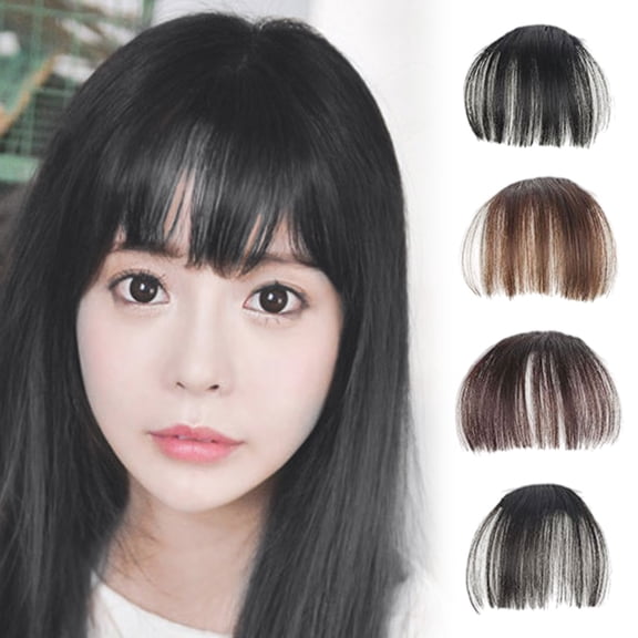 FSTDelivery Fake Bangs Hair Flat Bangs/Fringe for Women,Mini Hair Bangs Fashion one Clip-in Hair Extension,Natural Curved Bangs for Party and Daily Wear Heat Resistant Easy to Style Brown