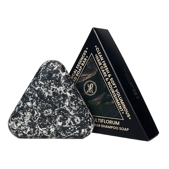 FSTDelivery Gentle Nourishing Herbal Shampoo Bars, Usman Grass Ginseng Extracts Clean Effectively Soften Hair Boost Shine Anti-Slip Grip Compact Portable for Travel & Daily Hair Care, 120g Black