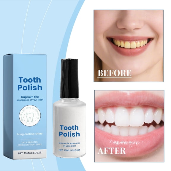 FSTDelivery Gentle Oral Care Teeth Polish, Reduces Surface Stains Quick Bright Effect Long-Lasting Fresh Look No Harsh Ingredients Ideal for Instant Smile Enhancement, 15ml