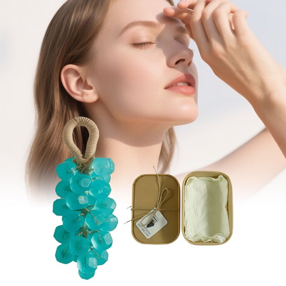 FSTDelivery Grape Hanging Soap for Daily Body Face Wash Care,Gentle Cleansing Tea Scented Soap with Gift Box,Decorative & Practical for Bathroom,Effectively Removes Dirt & Excess Oil,Gift for Women