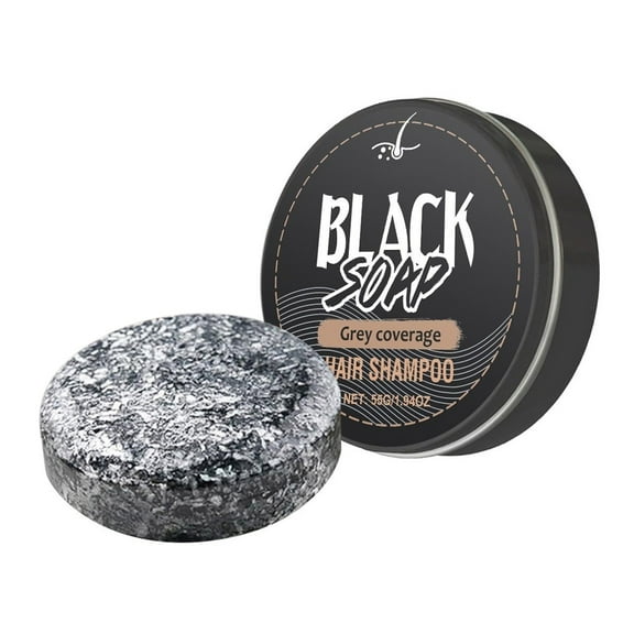 FSTDelivery Grey Coverage Black Soap Bar Shampoo for Women MenAdults Olders,Natural Darkening,Gentle Cleansing,Nourishes Scalp,Reduces Grey Hair,Portable Size,55g,For All Hair Types