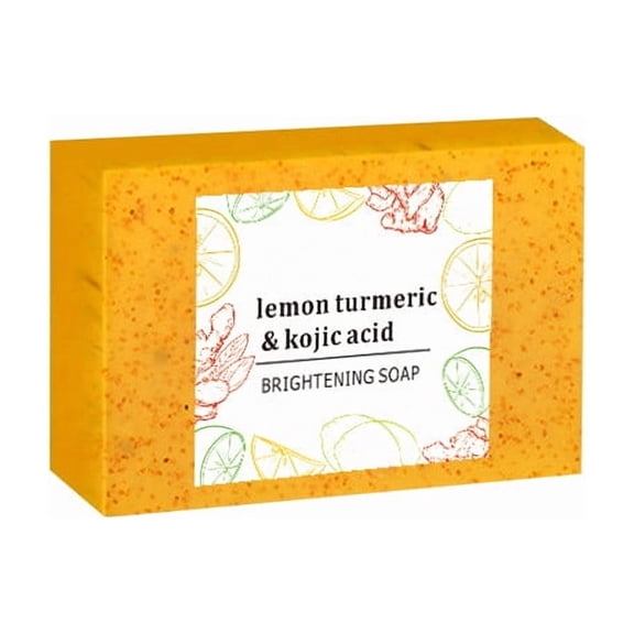 FSTDelivery Lemon Turmeric Brightening Soap 1Pcs,Gentle Cleansing & Skin Brightening,Evens Skin Tone & Reduces Dark Spots,Ideal for Daily Face & Body Care,Suitable for All Skin Types