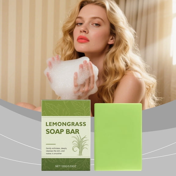 FSTDelivery Lemongrass Soap Bar,Gently Exfoliates,Deeply Cleanses,Smoothes Skin Texture,Refreshing Citrus Scent,100g/3.53oz,Suitable for All Skin Types