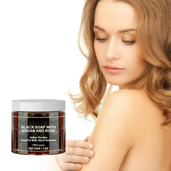FSTDelivery Morocco Black Soap with Organic Argan and Rose, Body Scrub, Pure & Natural, Purifying, Cleansing, Morocco Black Beldi Soap, Moroccan Black Soap for Women, Soap for Bath, Spa & Hammam