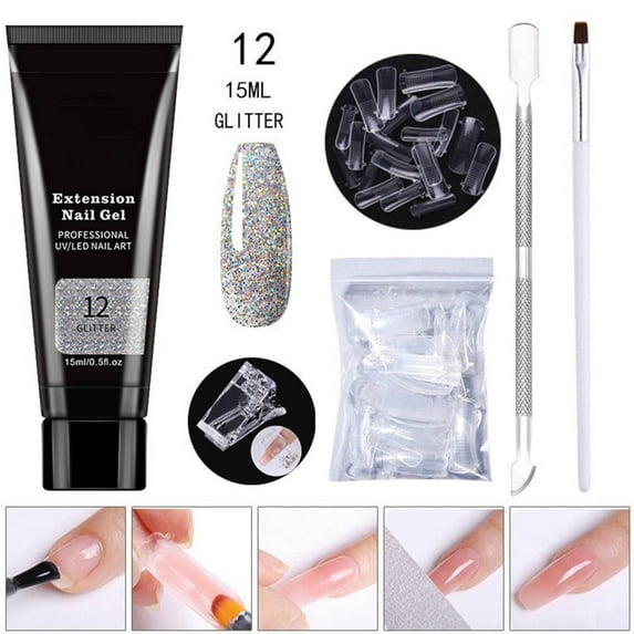FSTDelivery Nail Extension Gel Set, Solid Poly Gel, Quickly Building Nail Extension Gel UV/LED DRY,Nail Extension Enhancement Gel for Beginner & Professional Nail Art Salon DIY at Home