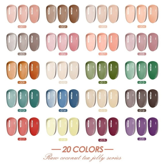 FSTDelivery Nail Stuff for Beginners, 20 Color Cream Ice-transparent Semi-transparent Nail Art Nail Polish Set Nail Polish 7.5ml, DIY Nails at Home, Nail Supplies, Christmas Birthday Gifts for Women