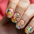thumbnail image 1 of FSTDelivery Nail Stuff for Beginners, Abstract Graffiti Spring Flowers Easter Bunny Short False Nails 24 Pcs, DIY Nails at Home, Nail Supplies, Christmas Birthday Gifts for Women, 1 of 6