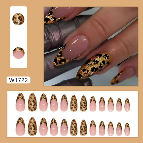 FSTDelivery Nail Stuff for Beginners, False Nails Wearable Nails Leopard Print Detachable Nail Art Nail Stickers, DIY Nails at Home, Nail Supplies, Christmas Birthday Gifts for Women