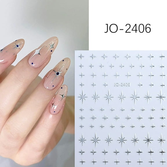 FSTDelivery Nail Stuff for Beginners, Personalized 3 D Metal Sil Ver Nail Art Stickers Glamour Reusable Comfortable, DIY Nails at Home, Nail Supplies, Christmas Birthday Gifts for Women