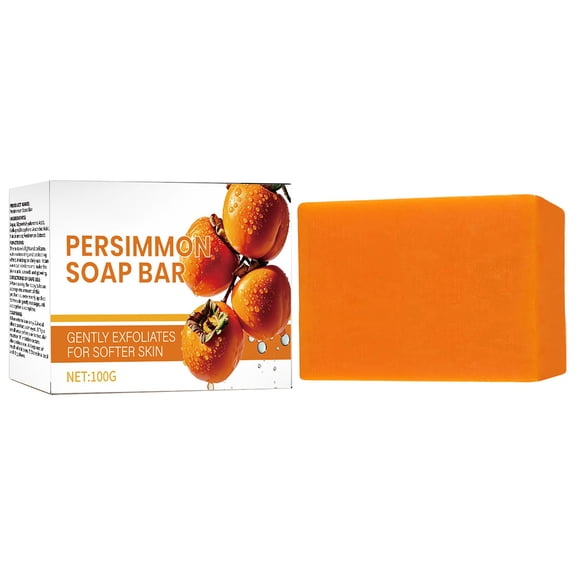 FSTDelivery Persimmon Soap Bar,Gently Exfoliates for Softer Skin,Removes Dead Skin Cells & Impurities,Gentle Cleansing for Face & Body,100g,Suitable for Women Men All Skin Types