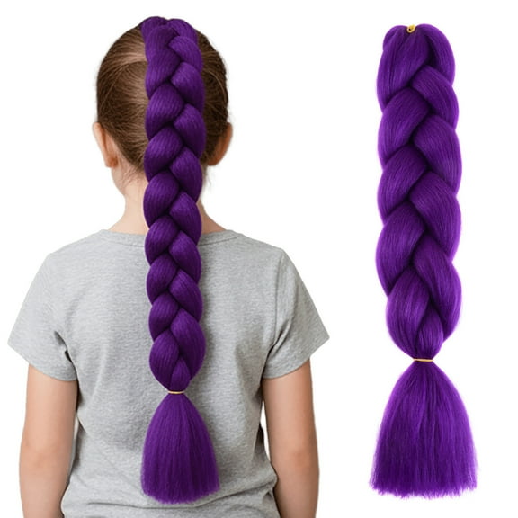 FSTDelivery Purple Braiding Hair Extensions 24 inch Synthetic Jumbo Braiding Hair High Temperature Twist Crochet Braids Hair for Women Kids Girls, Daily Use, Party Costume Cosplay