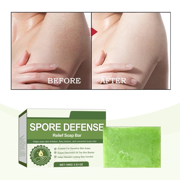 FSTDelivery Spore Defense Soap Bar for Itchy & Irritated Skin,Soothing,Relief Redness,Odor Control,Gentle for Sensitive & Problem Skin,Face & Body Wash for Women & Men,100g
