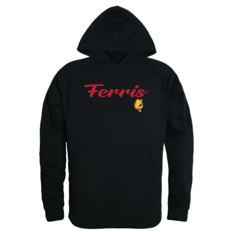 FSU Ferris State University Bulldogs Script Hoodie Sweatshirt Black Large