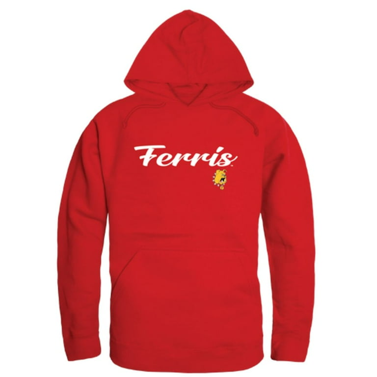 FSU Ferris State University Bulldogs Script Hoodie Sweatshirt Red Medium