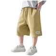 thumbnail image 1 of FSYBOA Boys Athletic Shorts, Elastic Wasit Knee Length Casual Vacation Kids Summer Shorts Yellow Size 7-8T, 1 of 5