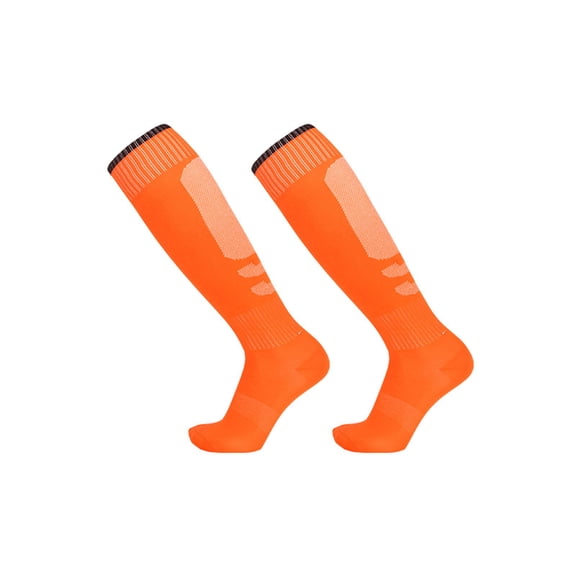 FSYBOA Boys Athletic Socks, Knee-High Breathable Stretch Basketball Kids Soccer Socks Orange Size 5-17T