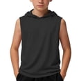 thumbnail image 1 of FSYBOA Boys Athletic Tank Tops, Running Casual Sleeveless Hooded Kids Summer Tops Black Size 5-15 T, 1 of 6