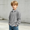 thumbnail image 1 of FSYBOA Boys Button Sweatshirtss, Fall Long Sleeve Casual Collared Kids Pullover Tops Gray Size 7-8T, 1 of 9