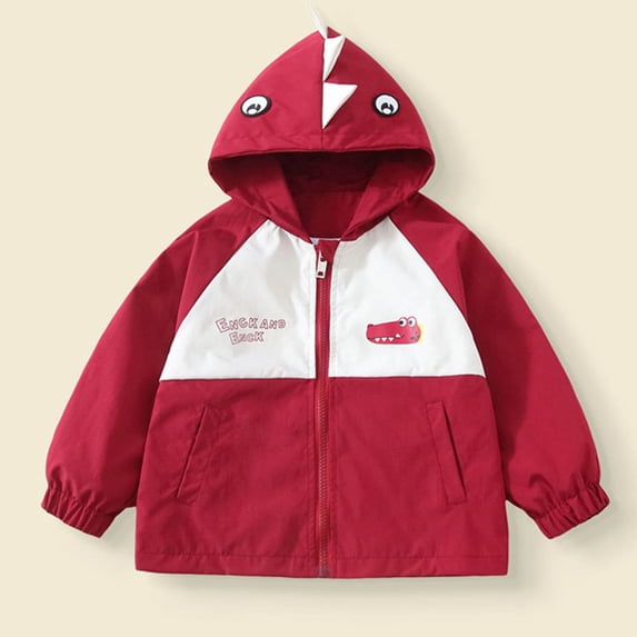 FSYBOA Boys Casual Jacket, Loose Fit Hooded Zip Up Long Sleeve Fall Outerwear Wine Size 3-4T