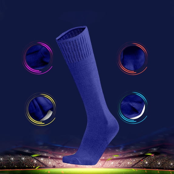 FSYBOA Boys Cotton Athletic Socks, Breathable Stretch Soft Non Slip Kids Soccer Socks Navy Size 6-14T