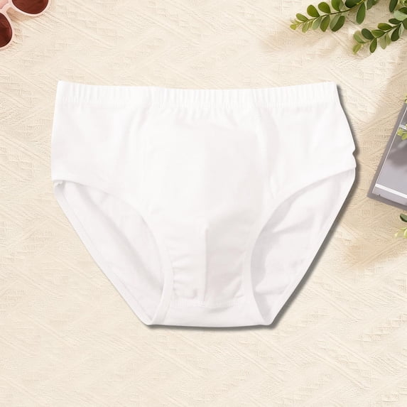 FSYBOA Boys Cotton Briefs, Breathable Comfort Casual Stretch Kids Underwear White Size 3-5T