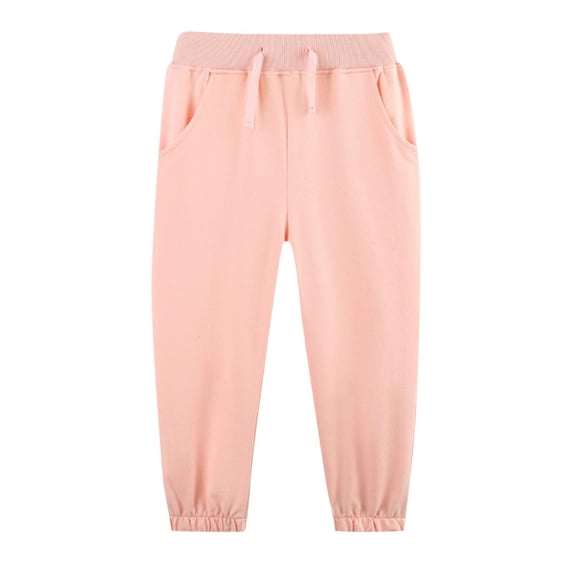 FSYBOA Boys Cotton Jogger Sweatpants, Casual Soft Elastic Bottom Drawstring Waist Fall Pants Pink Size 4-5T