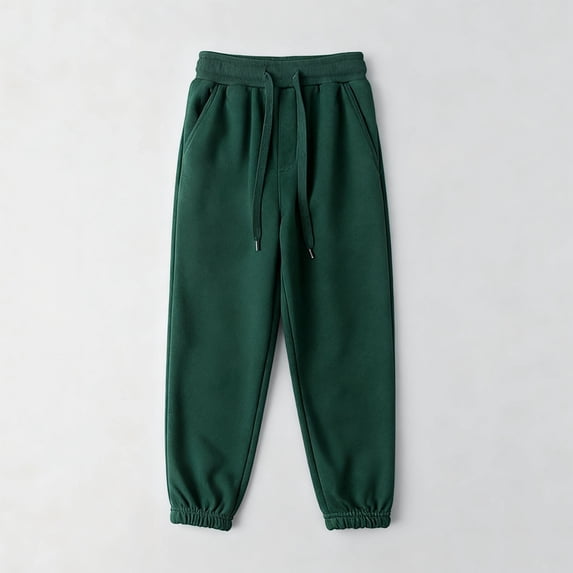 FSYBOA Boys Cotton Jogger Sweatpants, Elastic Bottom Casual Sports Drawstring Waist Fall Pants Green Size 8-9T