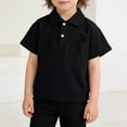 thumbnail image 1 of FSYBOA Boys Cotton Polo Shirts, Summer Shorts Sleeves Button Collared Kids Casual Tops Black Size 6T, 1 of 8