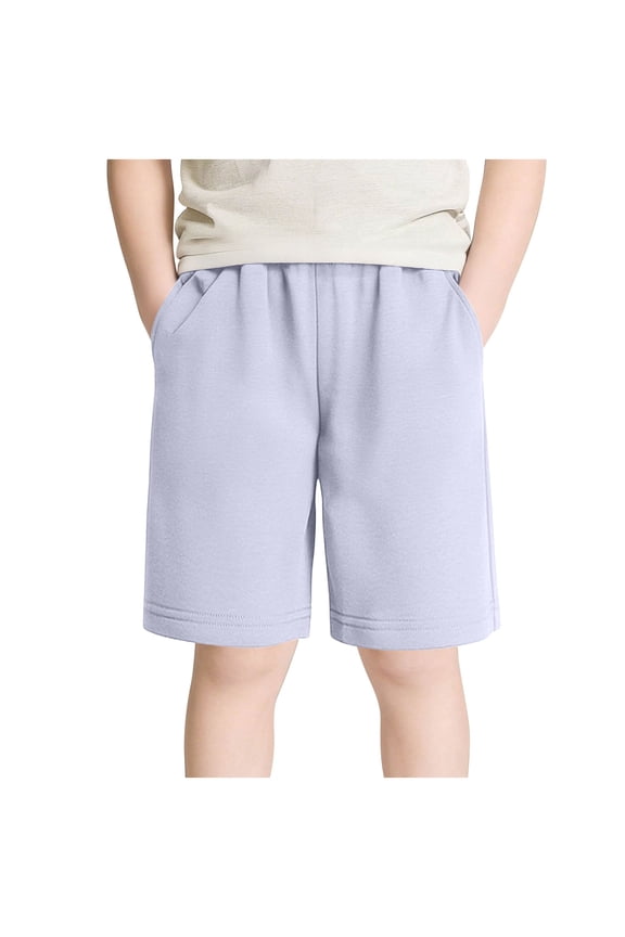 Boys Cotton Shorts, Above Knee Casual Elastic Wasit Fashion Summer Shorts Gray Size 5-6T