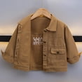 thumbnail image 1 of FSYBOA Boys Denim Jackets Size 5T, Collared Button Fall Multiple Pockets Long Sleeve Outerwear Khaki, 1 of 6