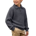 thumbnail image 1 of FSYBOA Boys Fall Sweaters, Pullover Collared School Long Sleeve Kids Knitted Tops Dark Gray Size 13-14T, 1 of 6