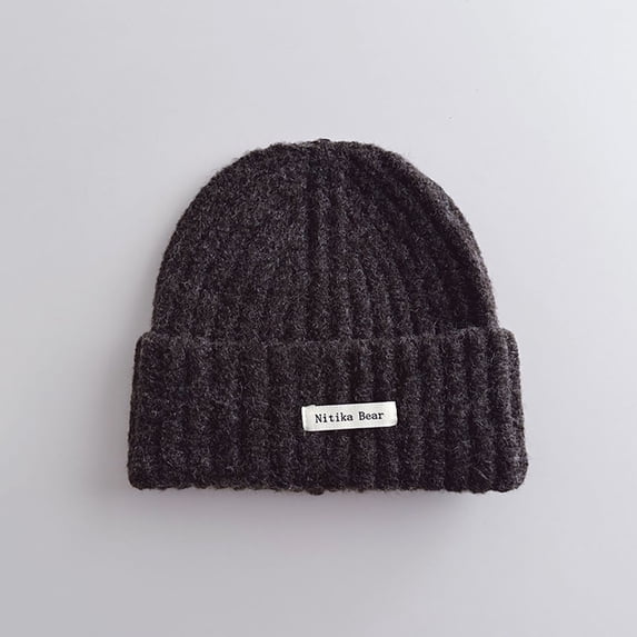 FSYBOA Boys Knit Beanie Hats, Breathable Soft Warm Stretchy Winter Headwear Dark Gray Size 0-15T