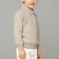 thumbnail image 1 of FSYBOA Boys Knit Sweaters, Pullover Collared Warm Long Sleeve Kids Fall Tops Beige Size 5-6T, 1 of 6