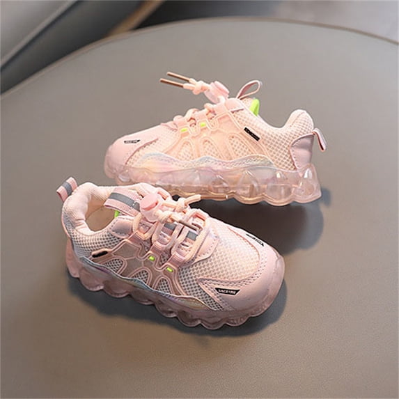 FSYBOA Boys Light Up Sneakers, Lace-up Breathable Soft Soled Mesh Kids Running Shoes Pink Size 6.5(Little Kids)