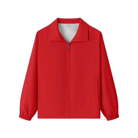FSYBOA Boys Lightweight Jackets, Long Sleeve Collared Casual Windproof Kids Fall Outerwear Red Size 9-10T