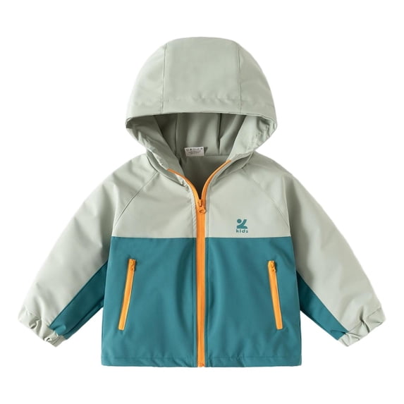 FSYBOA Boys Rain Jackets with Pockets, Lightweight Zip Up Casual Waterproof Kids Fall Outerwear Green Size 7-8T