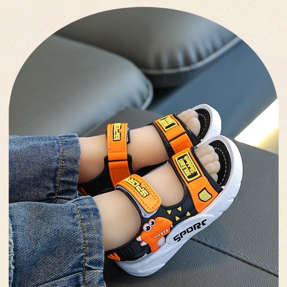 FSYBOA Boys Sandals, Open Toe Casual Non-Slip Outdoors Summer Shoes Orange Size 8(Toddler)