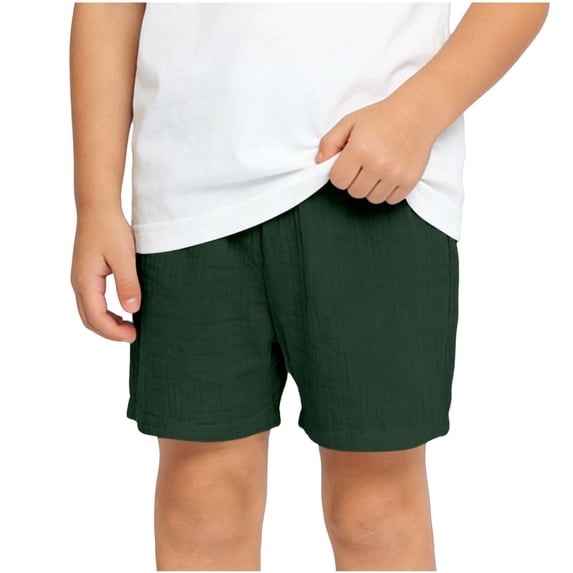 FSYBOA Boys Shorts, Trendy Above Knee Casual Elastic Wasit Kids Shorts Green Size 5-6T