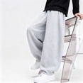 thumbnail image 1 of FSYBOA Boys Wide Leg Sweatpants Size 6，Fashion Elastic Waist Open Bottom Relaxed Fit Fall Pants Gray, 1 of 6