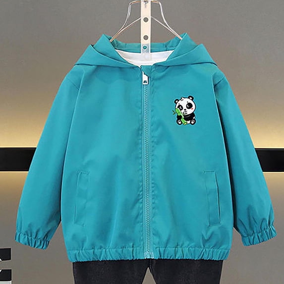FSYBOA Boys Windbreaker Jackets Size 5T, Fall Waterproof Long Sleeve Full Zip Hooded Outerwear Green